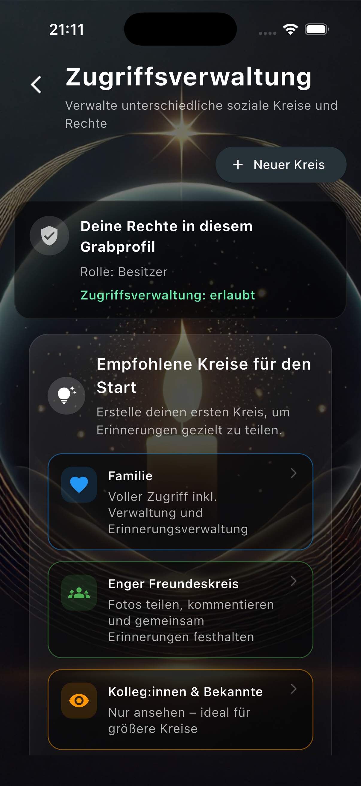 Luminom Rollen und Zugriffe Screenshot